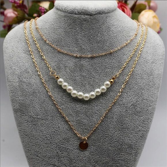 (O1) Triple Layer Necklace - Picture 1 of 3